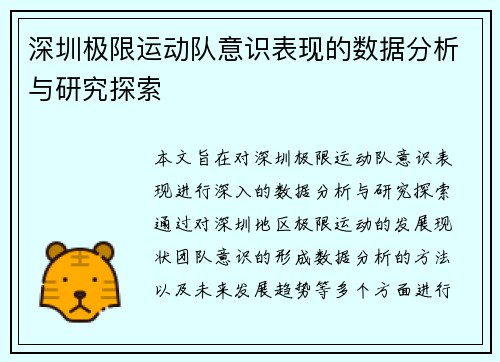 深圳极限运动队意识表现的数据分析与研究探索